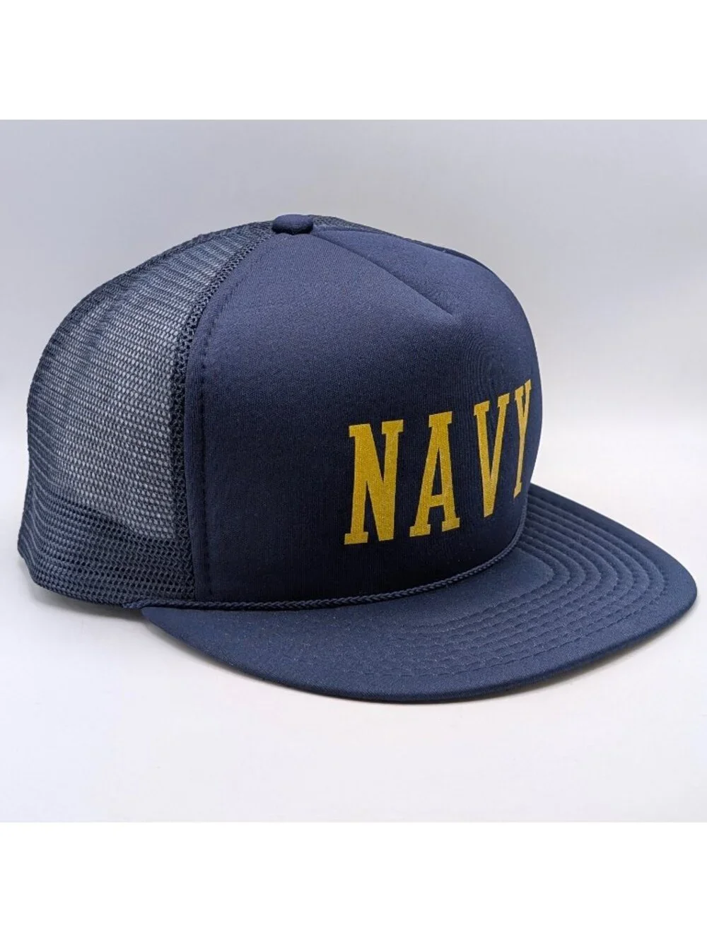 Vintage US Navy Hat Snapback Dark Blue Mesh Foam Trucker Cap American Military
